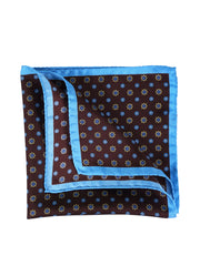 Fazzoletto da taschino marrone in pura seta stampata DIEGO