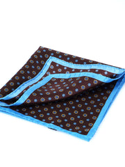 Fazzoletto da taschino marrone in pura seta stampata DIEGO