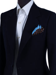 Fazzoletto da taschino marrone in pura seta stampata DIEGO