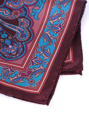 Fazzoletto da taschino marrone in pura seta stampata FABIO