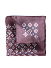 Fazzoletto da taschino marrone in pura seta stampata HOFFMAN