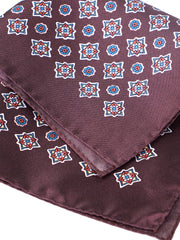 Fazzoletto da taschino marrone in pura seta stampata HOFFMAN