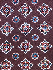 Fazzoletto da taschino marrone in pura seta stampata HOFFMAN