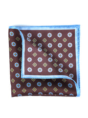 Fazzoletto marrone da taschino in pura seta stampata KARMA