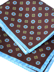 Fazzoletto marrone da taschino in pura seta stampata KARMA