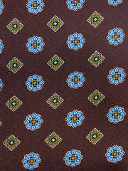 Fazzoletto marrone da taschino in pura seta stampata KARMA