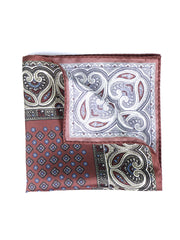 Fazzoletto da taschino marrone in pura seta stampata GAVINO