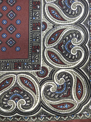 Fazzoletto da taschino marrone in pura seta stampata GAVINO