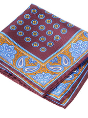 Fazzoletto da taschino marrone in pura seta stampata MIMMO