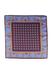 Fazzoletto da taschino marrone in pura seta stampata MIMMO