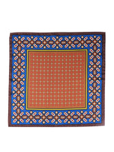 Fazzoletto marrone da taschino in pura seta stampata ROSARIO