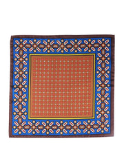 Fazzoletto marrone da taschino in pura seta stampata ROSARIO