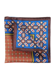 Fazzoletto marrone da taschino in pura seta stampata ROSARIO