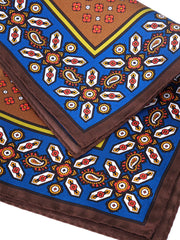 Fazzoletto marrone da taschino in pura seta stampata ROSARIO