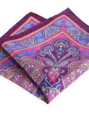 Fazzoletto da taschino bordeaux in pura seta stampata FABIO