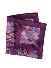 Fazzoletto da taschino bordeaux in pura seta stampata ETNICO