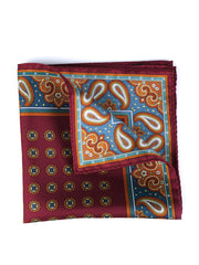 Fazzoletto da taschino bordeaux in pura seta stampata MIMMO