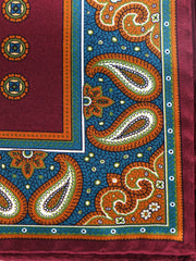 Fazzoletto da taschino bordeaux in pura seta stampata MIMMO