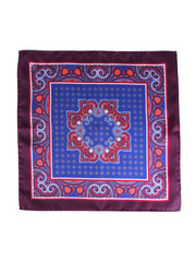 SALVIO dark red printed pure silk pocket square