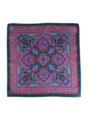 Fazzoletto da taschino verde in pura seta stampata FABIO