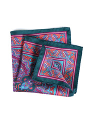 Fazzoletto da taschino verde in pura seta stampata FABIO