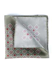 Fazzoletto da taschino verde in pura seta stampata HOFFMAN