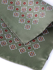 Fazzoletto da taschino verde in pura seta stampata HOFFMAN