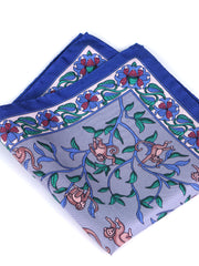 Fazzoletto da taschino grigio in pura seta stampata MONKEY