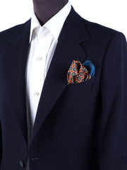 RAFFY Printed Silk Orange Pocket Square
