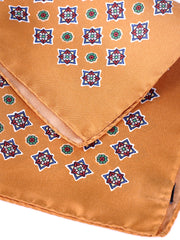 Fazzoletto da taschino arancione in pura seta stampata HOFFMAN