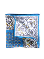 Fazzoletto da taschino ottanio in pura seta stampata GAVINO