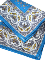 Fazzoletto da taschino ottanio in pura seta stampata GAVINO