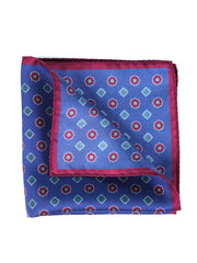 Fazzoletto da taschino blu elettrico in pura seta stampata KARMA