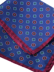 Fazzoletto da taschino blu elettrico in pura seta stampata KARMA