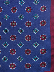 Fazzoletto da taschino blu elettrico in pura seta stampata KARMA