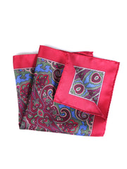 Fazzoletto da taschino rosso in pura seta stampata GERARDO