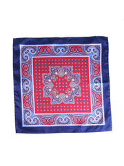 SALVIO blue printed pure silk pocket square