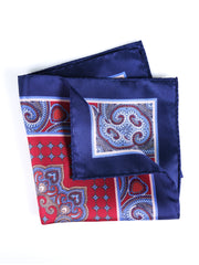 SALVIO blue printed pure silk pocket square
