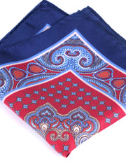 SALVIO blue printed pure silk pocket square