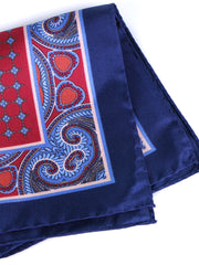 SALVIO blue printed pure silk pocket square