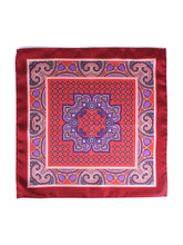 Fazzoletto da taschino ruggine in pura seta stampata SALVIO