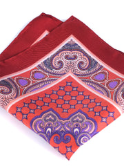 SALVIO rust-colored printed pure silk pocket square