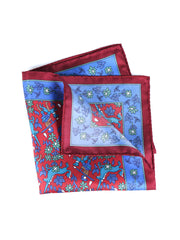 Fazzoletto da taschino ruggine in pura seta stampata UNICORNO