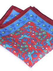 Fazzoletto da taschino ruggine in pura seta stampata UNICORNO