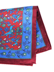 Fazzoletto da taschino ruggine in pura seta stampata UNICORNO