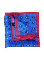 Fazzoletto da taschino blu elettrico in pura seta stampata ELIA