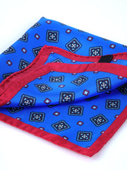 Fazzoletto da taschino blu elettrico in pura seta stampata ELIA