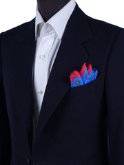 Fazzoletto da taschino blu elettrico in pura seta stampata ELIA