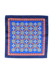 Fazzoletto da taschino blu elettrico in pura seta stampata MAFFEI