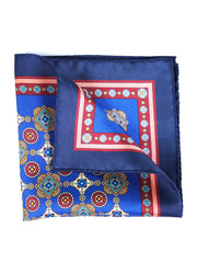 Fazzoletto da taschino blu elettrico in pura seta stampata MAFFEI